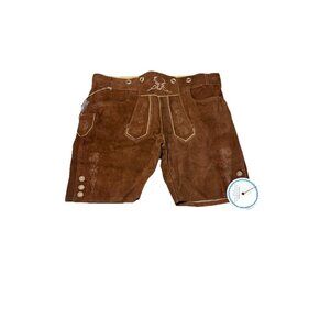 Bavaria Trachten Leather Lederhosen Shorts & Straps German Oktoberfest US38 NEW